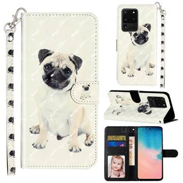 Pug Dog 3D Leather Phone Holster Wallet Case for Samsung Galaxy S20 Ultra / S11 Plus