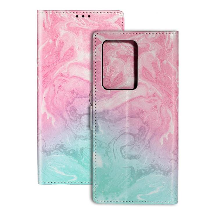 Pink Green Marble PU Leather Wallet Case for Samsung Galaxy S20 Ultra / S11 Plus
