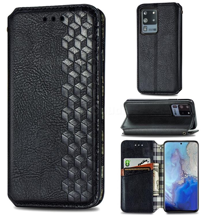 Ultra Slim Fashion Business Card Magnetic Automatic Suction Leather Flip Cover for Samsung Galaxy S20 Ultra / S11 Plus - Black