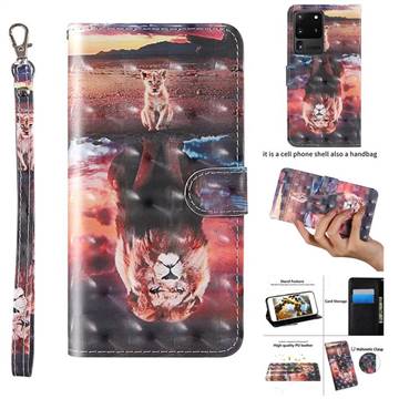 Fantasy Lion 3D Painted Leather Wallet Case for Samsung Galaxy S20 Ultra / S11 Plus