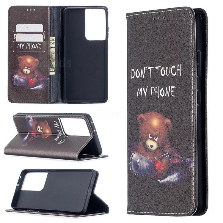 Chainsaw Bear Slim Magnetic Attraction Wallet Flip Cover for Samsung Galaxy S20 Ultra
