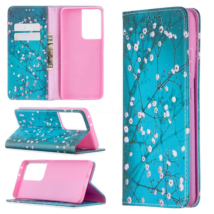 Plum Blossom Slim Magnetic Attraction Wallet Flip Cover for Samsung Galaxy S20 Ultra