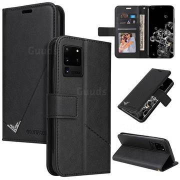 GQ.UTROBE Right Angle Silver Pendant Leather Wallet Phone Case for Samsung Galaxy S20 Ultra - Black