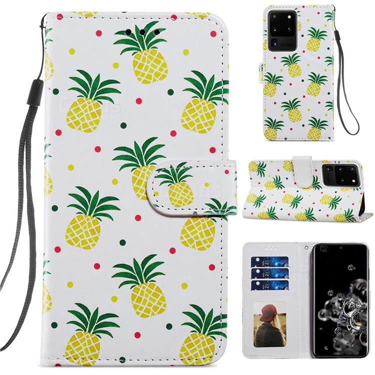 Pineapple Smooth Leather Phone Wallet Case for Samsung Galaxy S20 Ultra