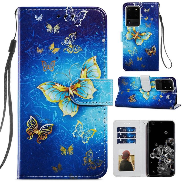 Phnom Penh Butterfly Smooth Leather Phone Wallet Case for Samsung Galaxy S20 Ultra