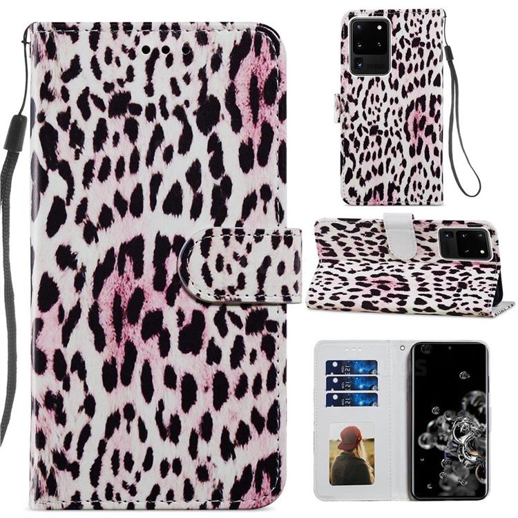 Leopard Smooth Leather Phone Wallet Case for Samsung Galaxy S20 Ultra