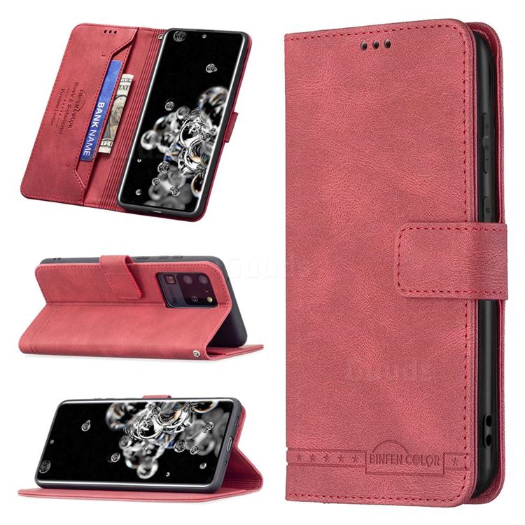 Binfen Color RFID Blocking Leather Wallet Case for Samsung Galaxy S20 Ultra - Red