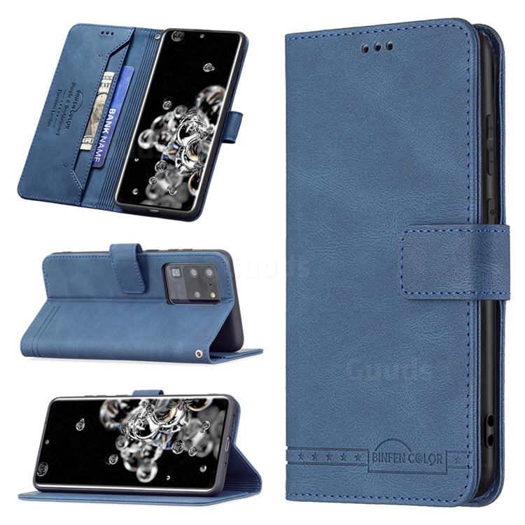 Binfen Color RFID Blocking Leather Wallet Case for Samsung Galaxy S20 Ultra - Blue