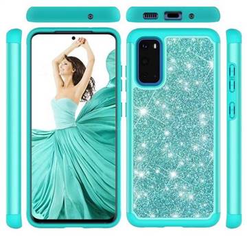 Glitter Rhinestone Bling Shock Absorbing Hybrid Defender Rugged Phone Case Cover for Samsung Galaxy S20 / S11e - Green