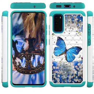 Flower Butterfly Studded Rhinestone Bling Diamond Shock Absorbing Hybrid Defender Rugged Phone Case Cover for Samsung Galaxy S20 / S11e
