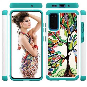 Multicolored Tree Shock Absorbing Hybrid Defender Rugged Phone Case Cover for Samsung Galaxy S20 / S11e