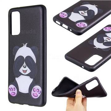 Lovely Panda 3D Embossed Relief Black Soft Back Cover for Samsung Galaxy S20 / S11e