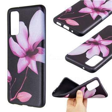 Lotus Flower 3D Embossed Relief Black Soft Back Cover for Samsung Galaxy S20 / S11e