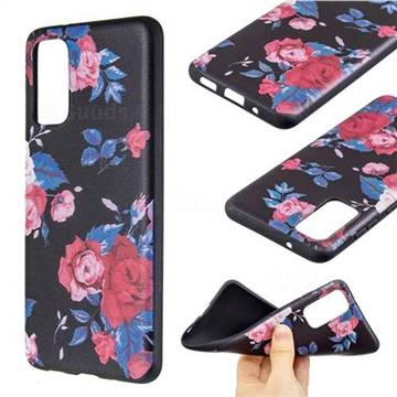 Safflower 3D Embossed Relief Black Soft Back Cover for Samsung Galaxy S20 / S11e
