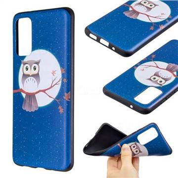 Moon and Owl 3D Embossed Relief Black Soft Back Cover for Samsung Galaxy S20 / S11e