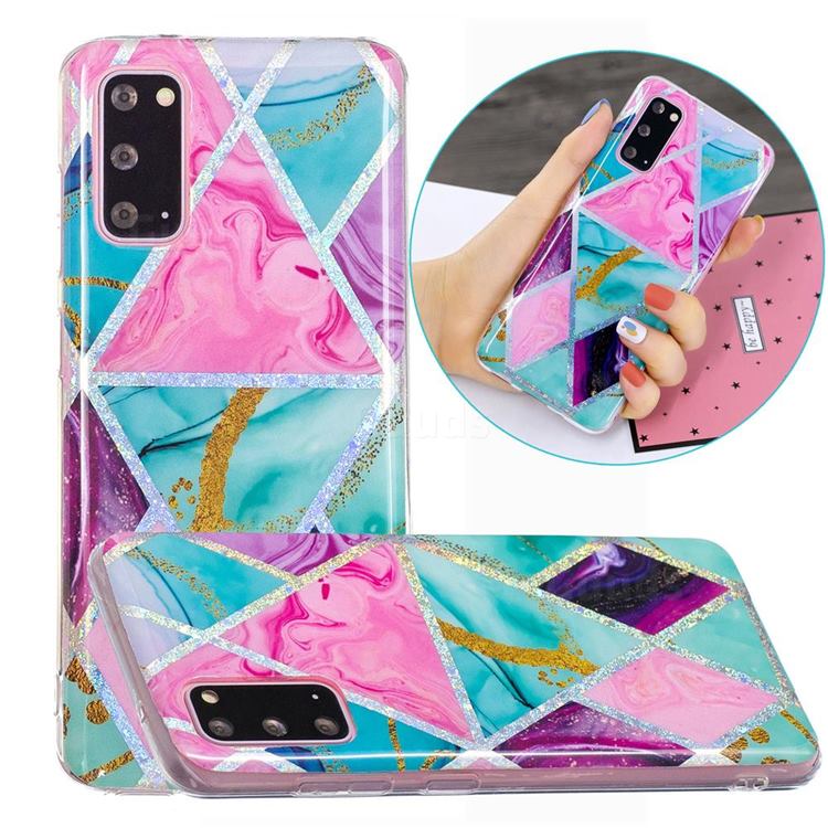 Triangular Marble Painted Galvanized Electroplating Soft Phone Case Cover for Samsung Galaxy S20