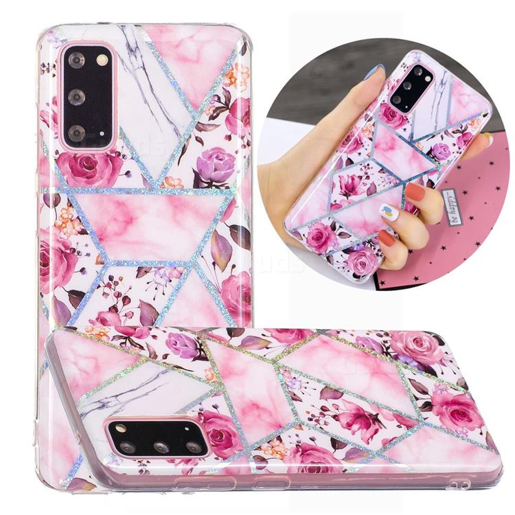Rose Flower Painted Galvanized Electroplating Soft Phone Case Cover for Samsung Galaxy S20
