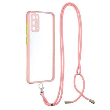 Necklace Cross-body Lanyard Strap Cord Phone Case Cover for Samsung Galaxy S20 - Pink