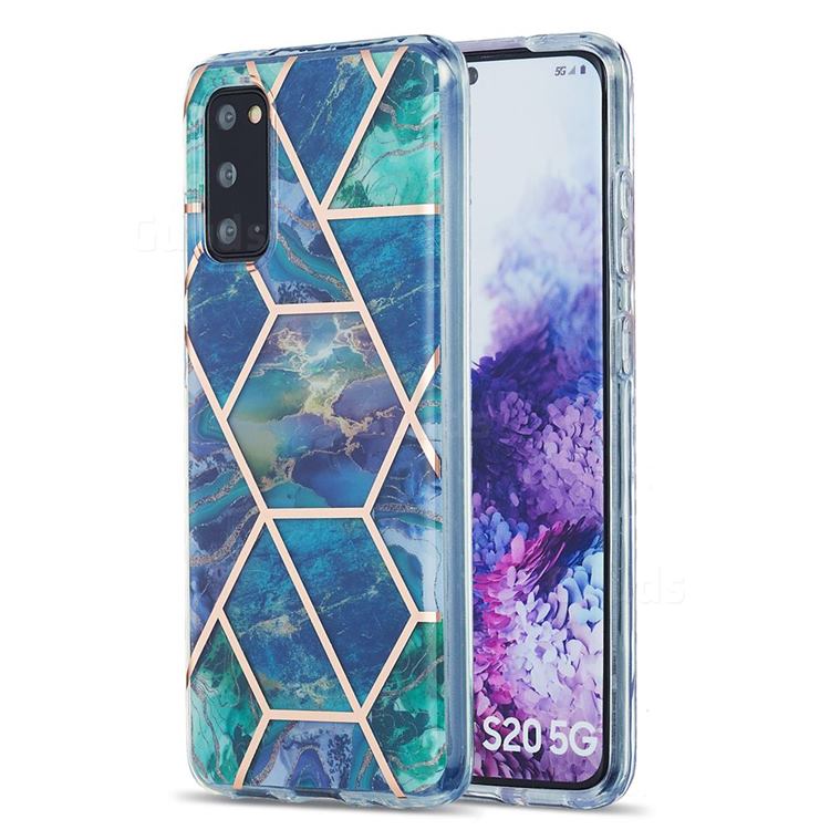 Blue Green Marble Pattern Galvanized Electroplating Protective Case Cover for Samsung Galaxy S20