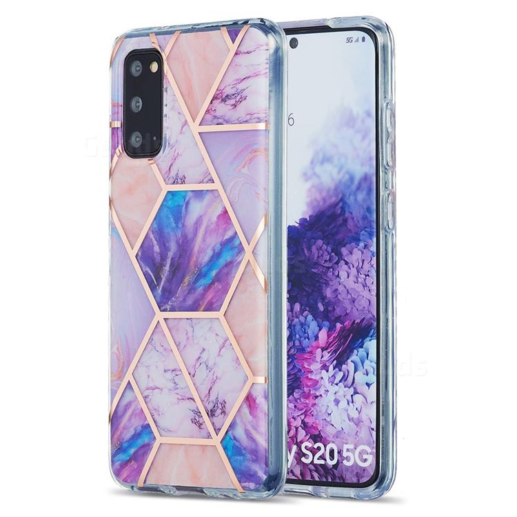 Purple Dream Marble Pattern Galvanized Electroplating Protective Case Cover for Samsung Galaxy S20