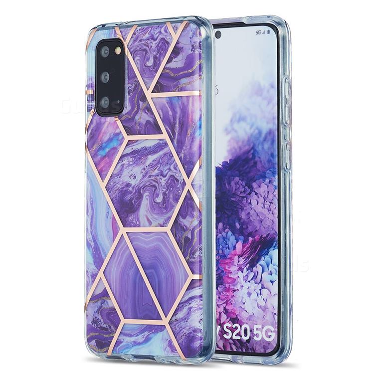 Purple Gagic Marble Pattern Galvanized Electroplating Protective Case Cover for Samsung Galaxy S20