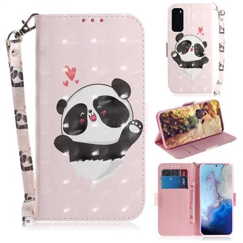 Heart Cat 3D Painted Leather Wallet Phone Case for Samsung Galaxy S20 / S11e