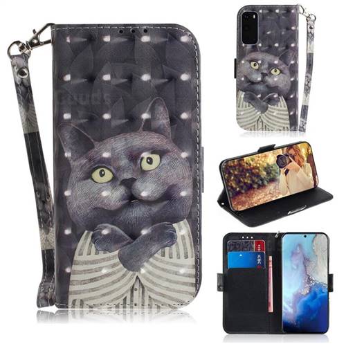 Cat Embrace 3D Painted Leather Wallet Phone Case for Samsung Galaxy S20 / S11e