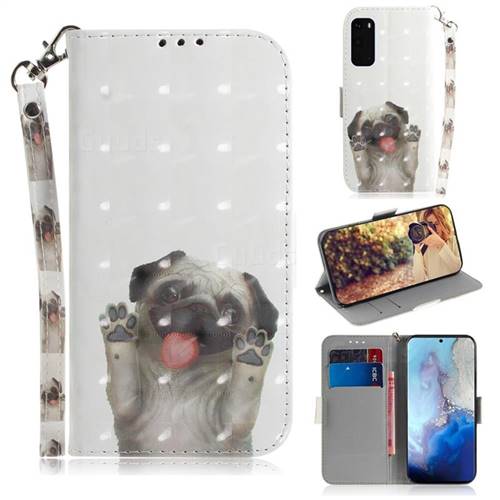Pug Dog 3D Painted Leather Wallet Phone Case for Samsung Galaxy S20 / S11e