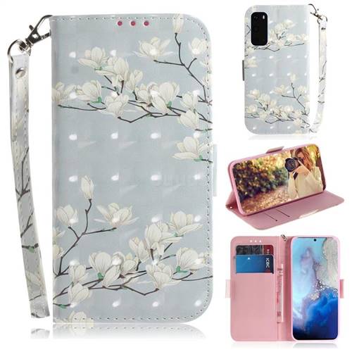 Magnolia Flower 3D Painted Leather Wallet Phone Case for Samsung Galaxy S20 / S11e