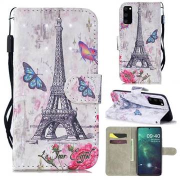 Paris Tower 3D Painted Leather Wallet Phone Case for Samsung Galaxy S20 / S11e