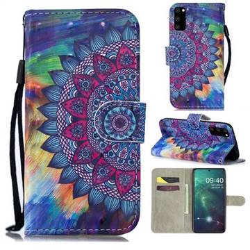Oil Painting Mandala 3D Painted Leather Wallet Phone Case for Samsung Galaxy S20 / S11e