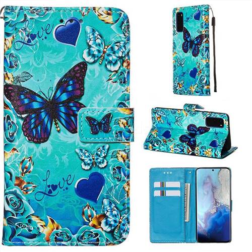 Love Butterfly Matte Leather Wallet Phone Case for Samsung Galaxy S20 / S11e