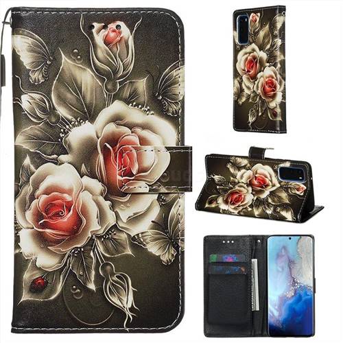Black Rose Matte Leather Wallet Phone Case for Samsung Galaxy S20 / S11e