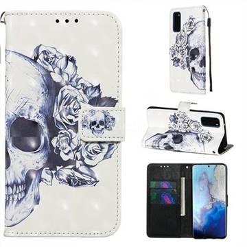 Skull Flower 3D Painted Leather Wallet Case for Samsung Galaxy S20 / S11e