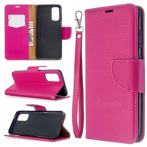 Classic Luxury Litchi Leather Phone Wallet Case for Samsung Galaxy S20 / S11e - Rose