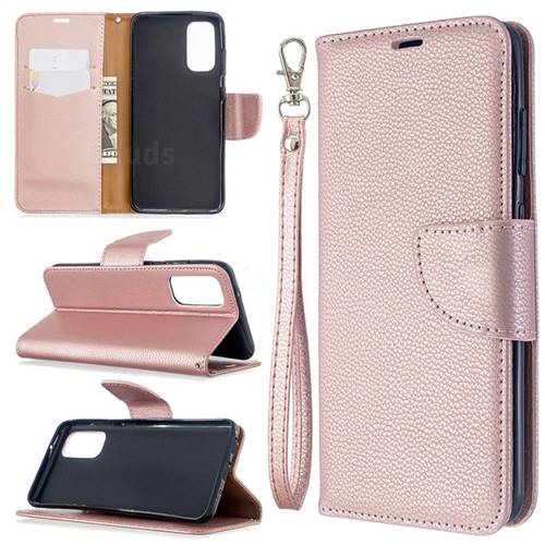 Classic Luxury Litchi Leather Phone Wallet Case for Samsung Galaxy S20 / S11e - Golden