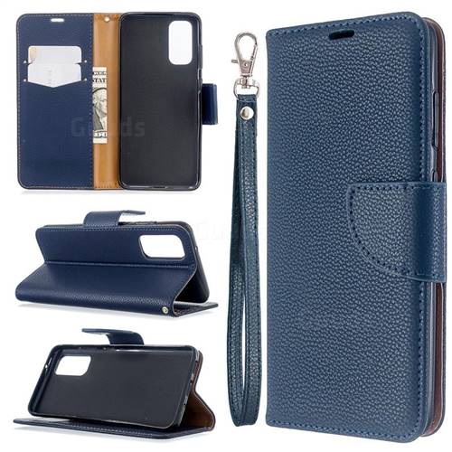 Classic Luxury Litchi Leather Phone Wallet Case for Samsung Galaxy S20 / S11e - Blue
