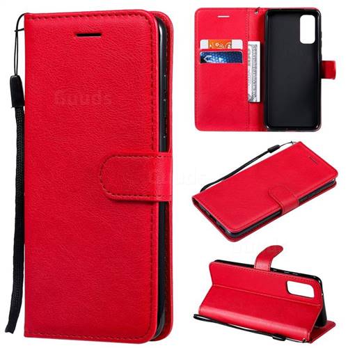 Retro Greek Classic Smooth PU Leather Wallet Phone Case for Samsung Galaxy S20 / S11e - Red