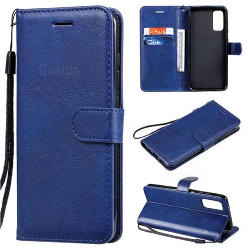 Retro Greek Classic Smooth PU Leather Wallet Phone Case for Samsung Galaxy S20 / S11e - Blue