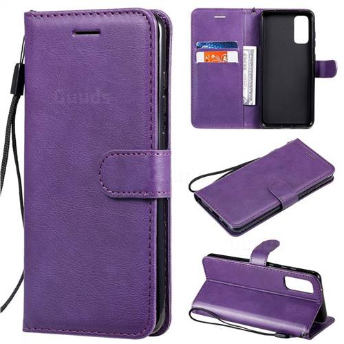 Retro Greek Classic Smooth PU Leather Wallet Phone Case for Samsung Galaxy S20 / S11e - Purple