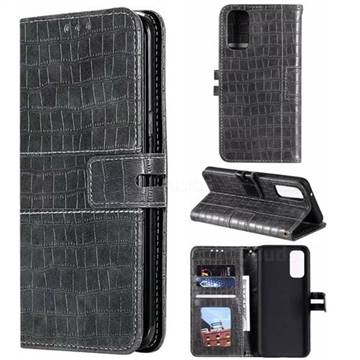 Luxury Crocodile Magnetic Leather Wallet Phone Case for Samsung Galaxy S20 / S11e - Gray