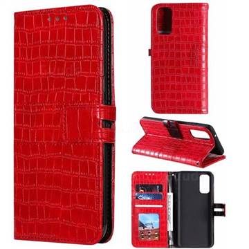 Luxury Crocodile Magnetic Leather Wallet Phone Case for Samsung Galaxy S20 / S11e - Red