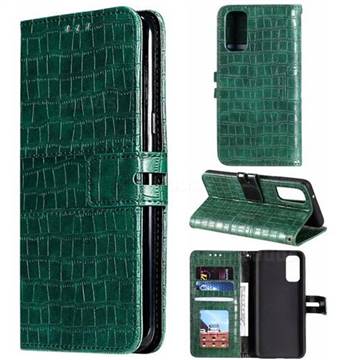Luxury Crocodile Magnetic Leather Wallet Phone Case for Samsung Galaxy S20 / S11e - Green