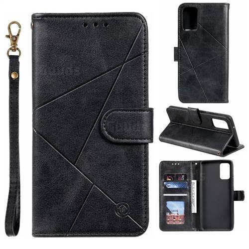 Embossing Geometric Leather Wallet Case for Samsung Galaxy S20 / S11e - Black