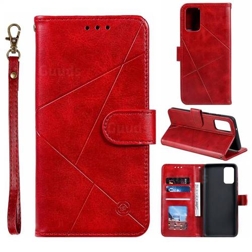 Embossing Geometric Leather Wallet Case for Samsung Galaxy S20 / S11e - Red