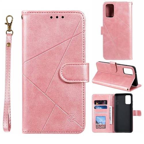 Embossing Geometric Leather Wallet Case for Samsung Galaxy S20 / S11e - Rose Gold