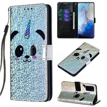 Panda Unicorn Sequins Painted Leather Wallet Case for Samsung Galaxy S20 / S11e
