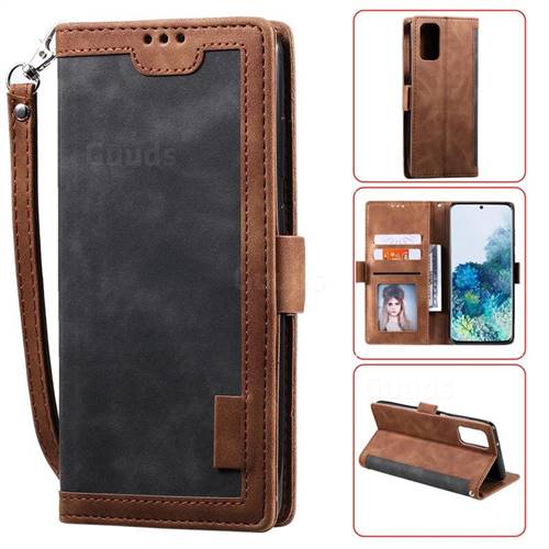 Luxury Retro Stitching Leather Wallet Phone Case for Samsung Galaxy S20 / S11e - Gray