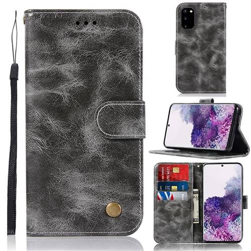 Luxury Retro Leather Wallet Case for Samsung Galaxy S20 / S11e - Gray