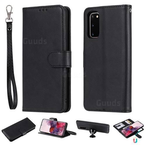 Retro Greek Detachable Magnetic PU Leather Wallet Phone Case for Samsung Galaxy S20 / S11e - Black